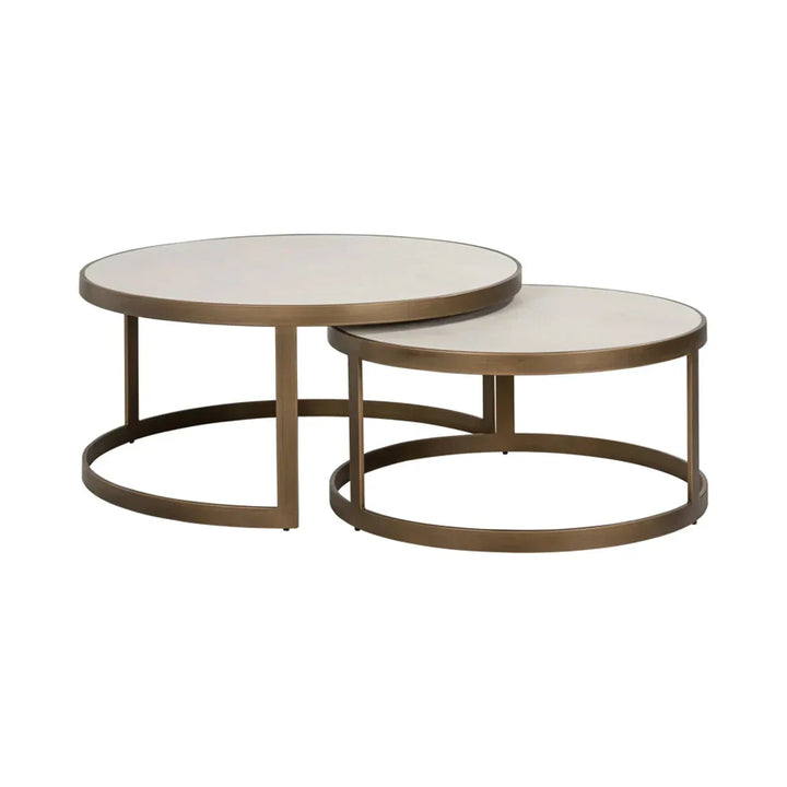 Richmond Interiors Whitebone Nest Of Circular Coffee Tables Set of 2