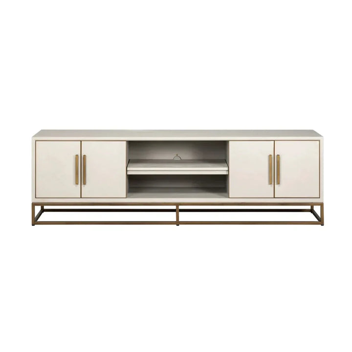 Richmond Interiors Whitebone Brass 200cm TV Unit