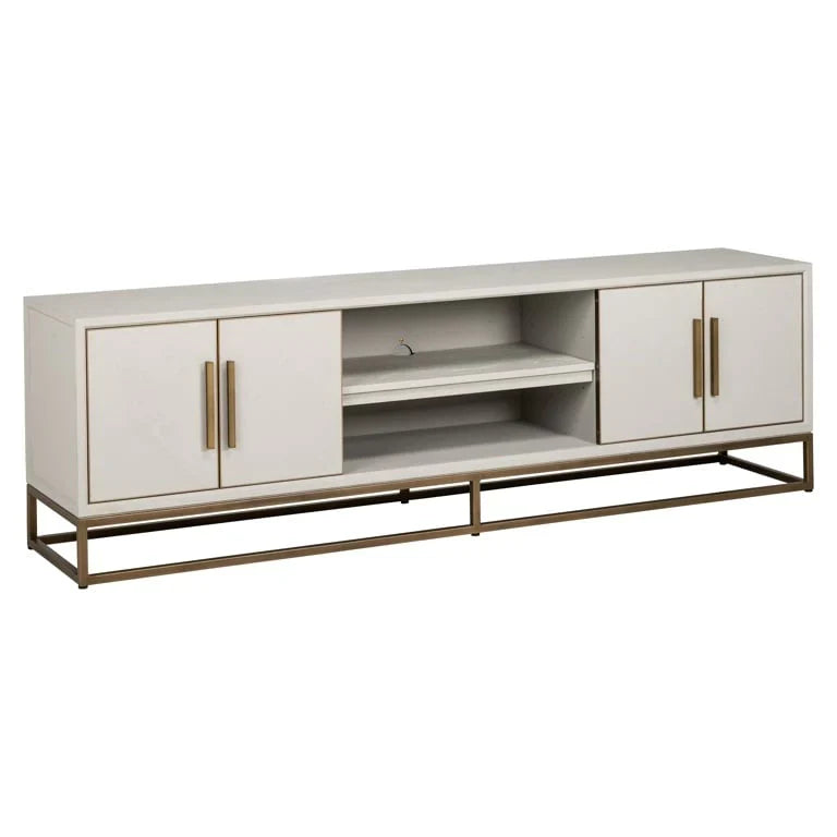 Richmond Interiors Whitebone Brass 200cm TV Unit