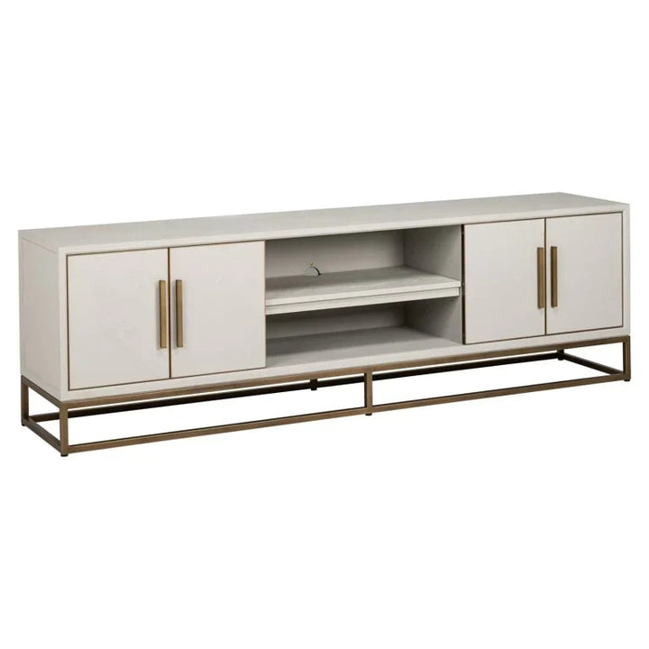 Richmond Interiors Whitebone Brass 200cm TV Unit