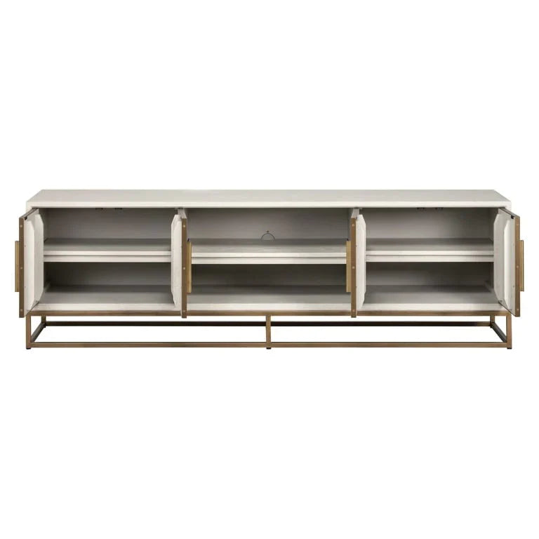 Richmond Interiors Whitebone Brass 200cm TV Unit