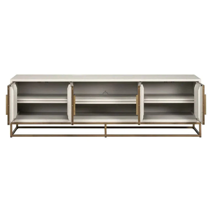 Richmond Interiors Whitebone Brass 200cm TV Unit