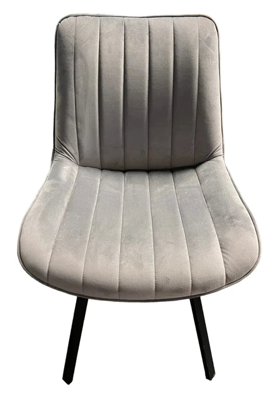 Bentley 90cm Gold/Grey Ceramic Marble Round Dining Table With Black Base + Roco 360º Grey Velvet Dining Chairs