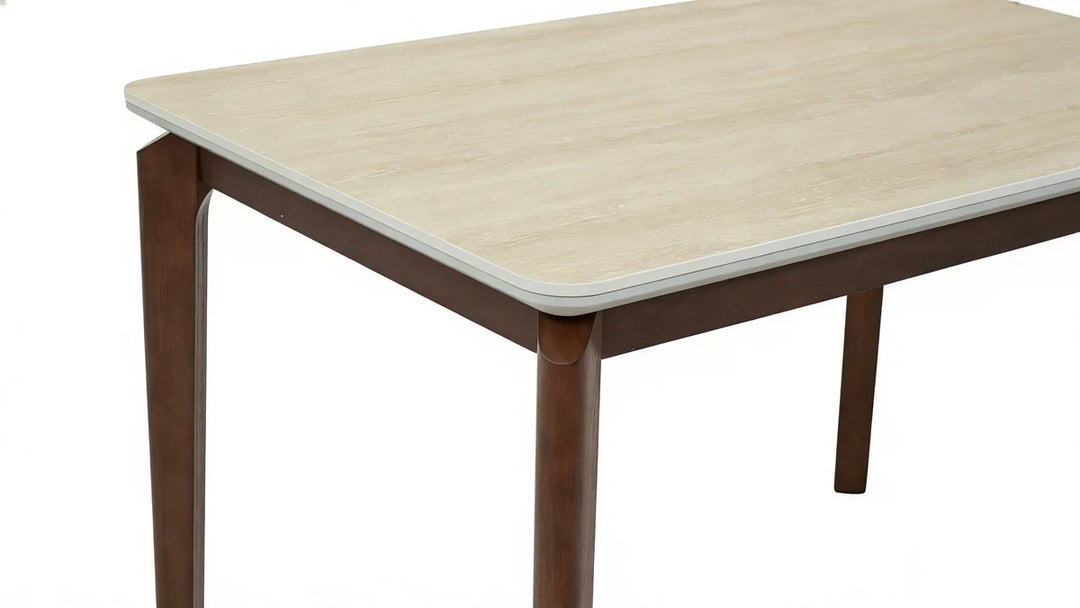 Ronda 120cm Italian Walnut & Travertine Ceramic Marble Dining Table