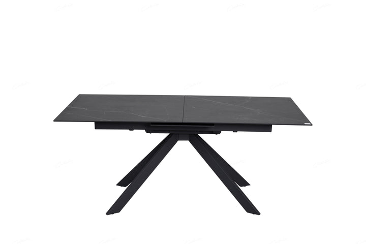 Rossa 180-225cm Black/White Ceramic Marble Extending Dining Table