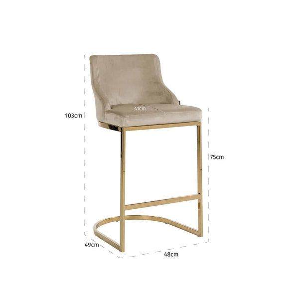 Richmond Bolton Velvet Beige Bar Stool-Belmont Interiors