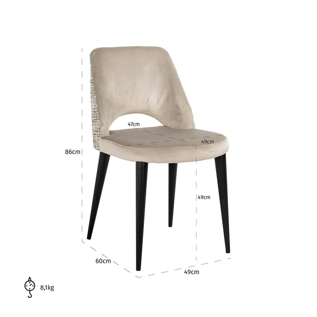 Richmond Interiors Tabitha Taupe Khaki Velvet Dining Chair