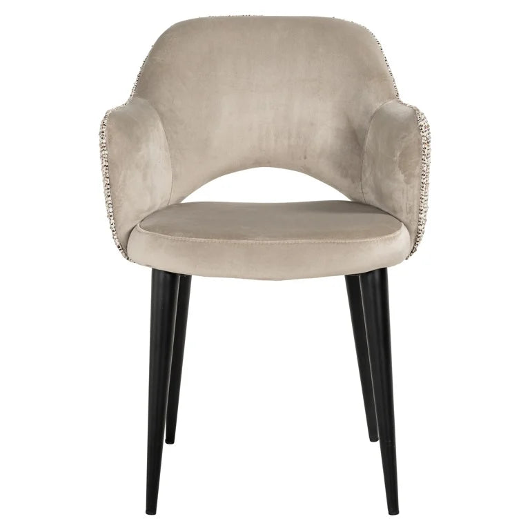 Richmond Interiors Giovanna Trendy Taupe Khaki Velvet Dining Chair