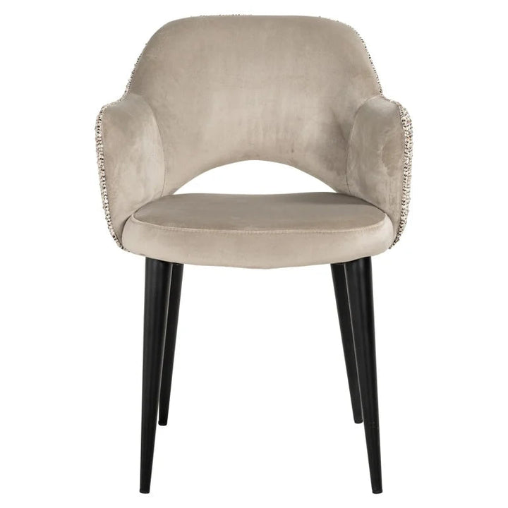 Richmond Interiors Giovanna Trendy Taupe Khaki Velvet Dining Chair