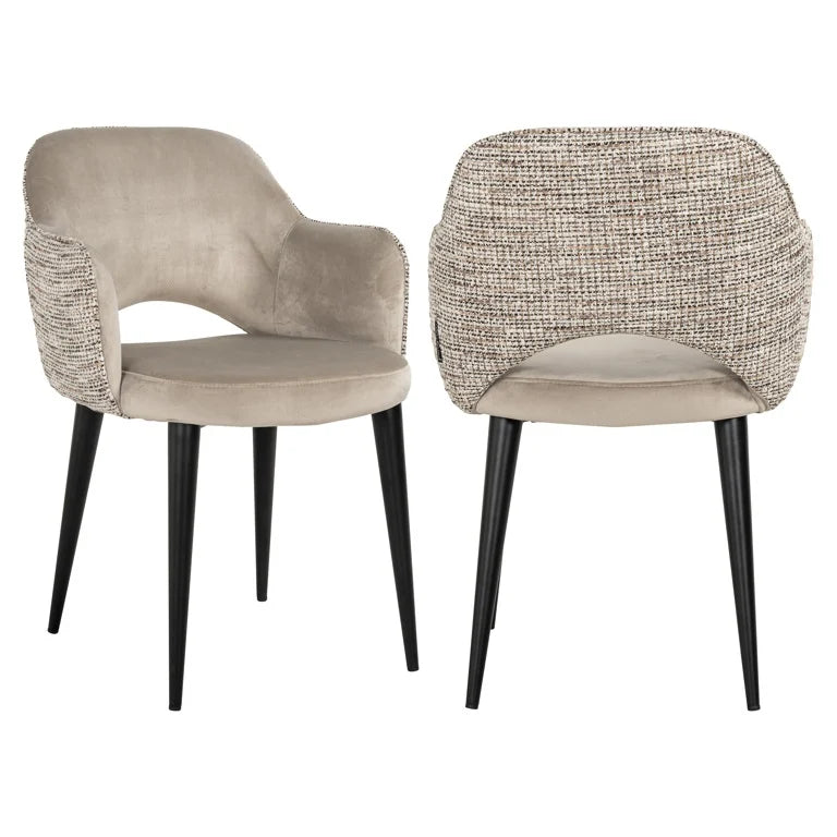Richmond Interiors Giovanna Trendy Taupe Khaki Velvet Dining Chair