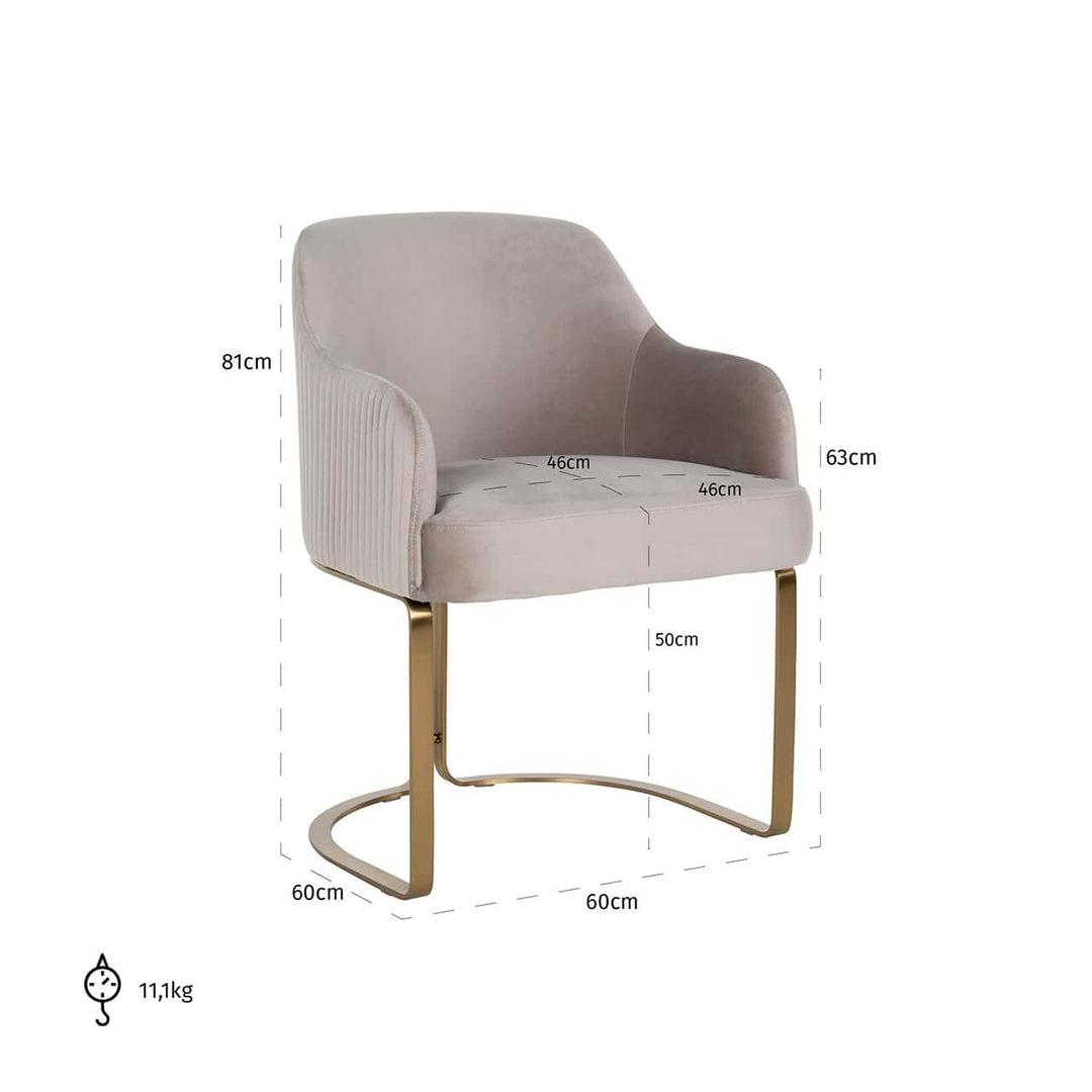 Richmond Interiors Hadley Taupe Khaki Velvet & Gold Chair