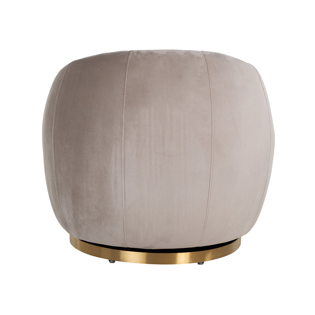 Richmond Swivel Easy Chair In Jago Khaki Velvet And Brushed Gold-Belmont Interiors