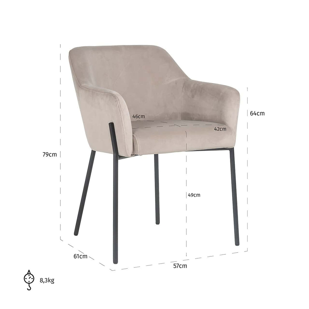 Richmond Interiors Fay Taupe Khaki Velvet Bucket Chair