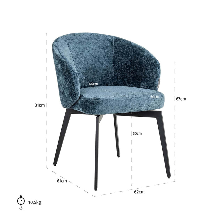 Richmond Interiors Amphara Ocean Blue Chenille Bucket Chair
