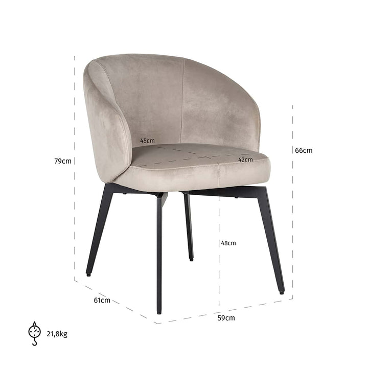 Richmond Interiors Amphara Taupe Khaki Velvet Bucket Chair