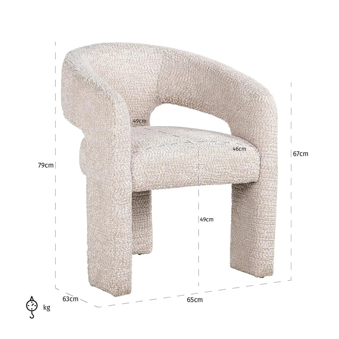 Richmond Interiors Belle Lovely Cream Boucle Fabric Dining Chair