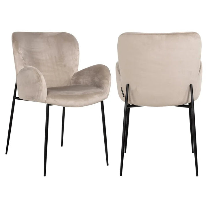 Richmond Interiors Amber Taupe Khaki Velvet Dining Chair