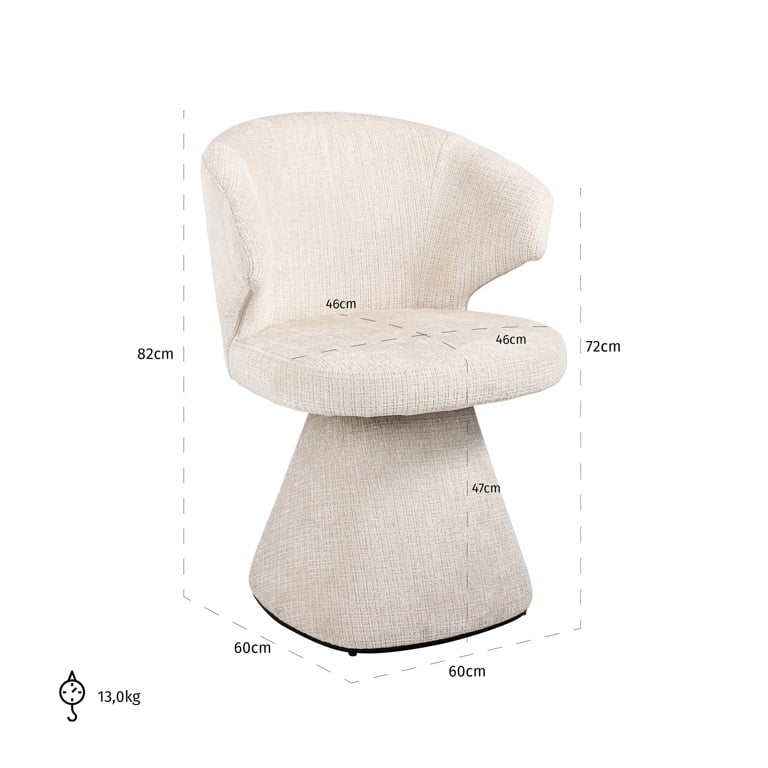 Richmond Interiors Gatsbi Niagara Cream Chenille Rounded Back Stool Dining Chair
