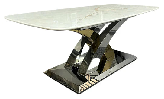 Lucy X Leg Gold 150cm Dining Table In 2 Colours