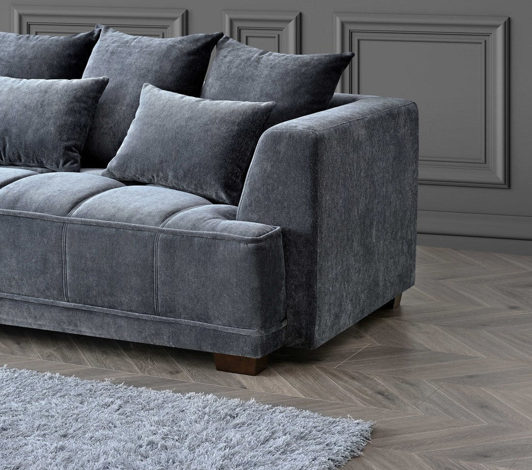 The Gracemary Steel Grey Boucle 3 Seater Premium Sofa Steel Boucle Fabric