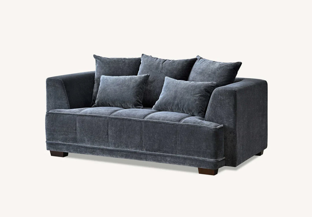 The Gracemary Steel Grey Boucle 3 + 2 Seater Premium Sofa Steel Boucle Fabric