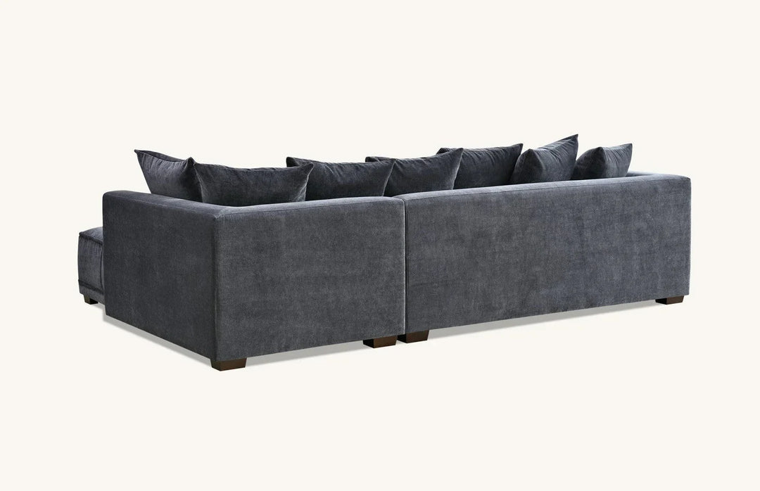 The Gramercy Steel Grey Boucle Right Hand Corner Premium Sofa Steel Boucle Fabric