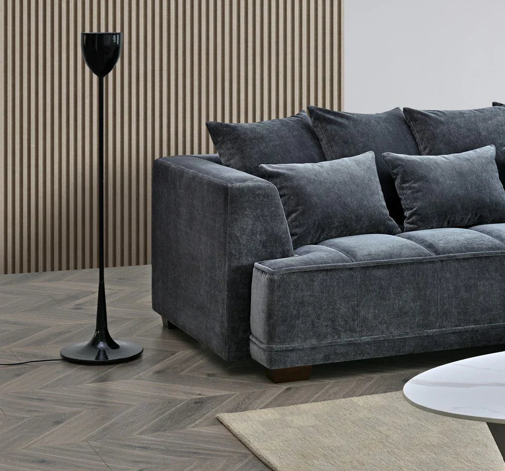 The Gracemary Steel Grey Boucle 3 + 2 Seater Premium Sofa Steel Boucle Fabric
