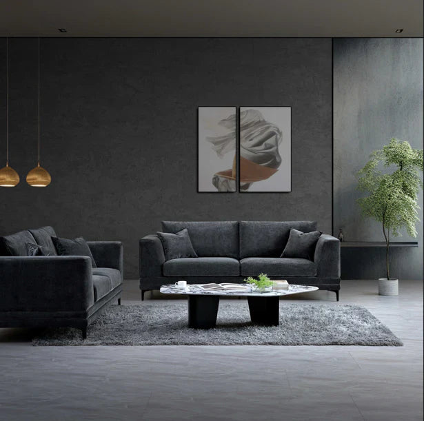 The Harlow Steel Grey Boucle 3 Seater Premium Sofa Steel Boucle Fabric