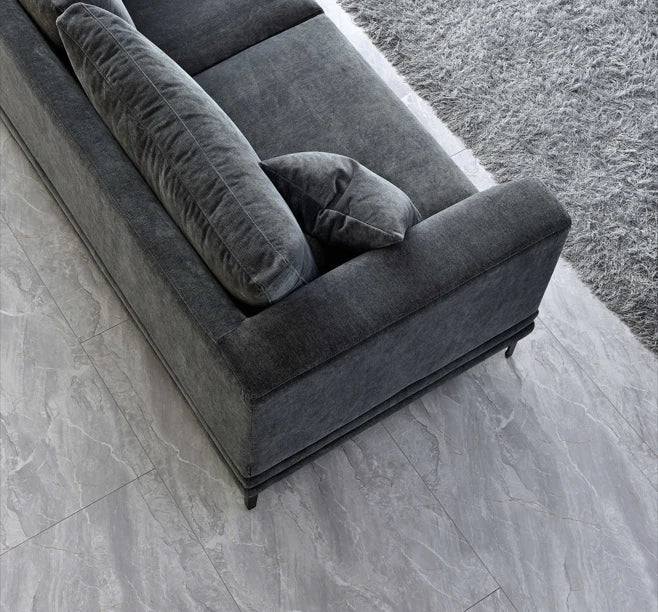The Harlow Steel Grey Boucle 2 Seater Premium Sofa Boucle Fabric