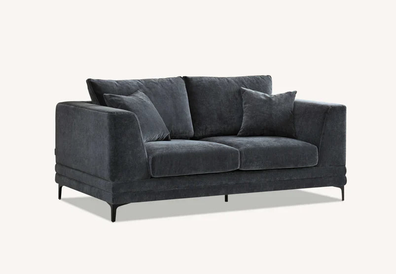 The Harlow Steel Grey Boucle 3 + 2 Seater Premium Sofa Steel Boucle Fabric