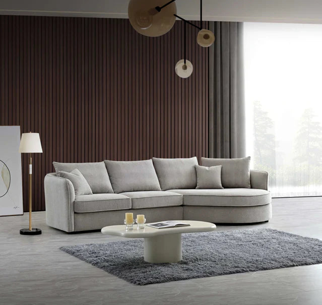 The Pebble Taupe Boucle Corner Premium Sofa Fabric