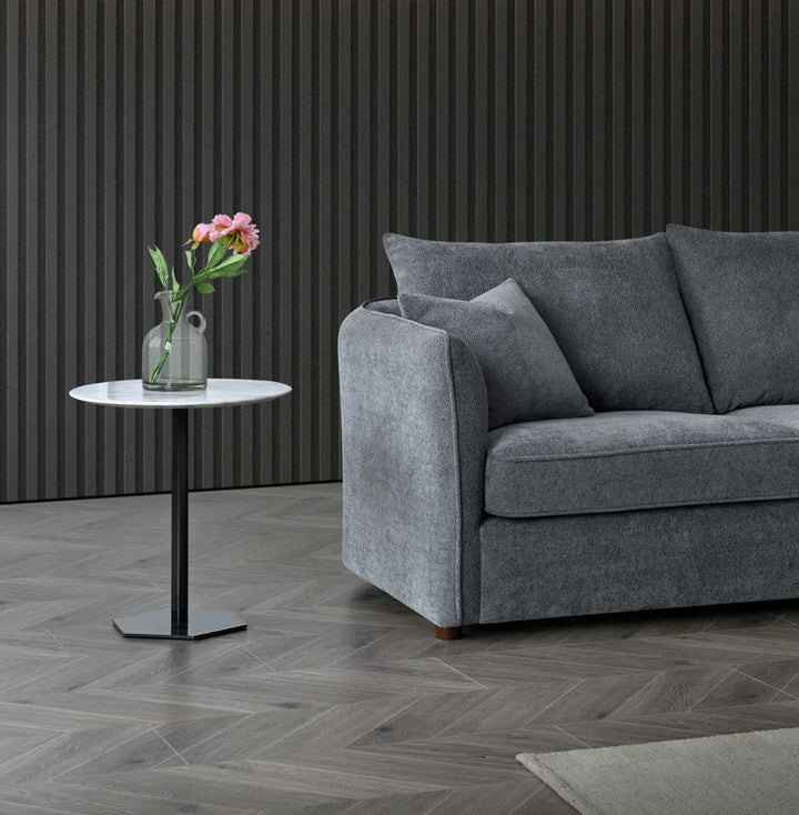 The Pebble Grey Boucle Corner Premium Sofa Fabric