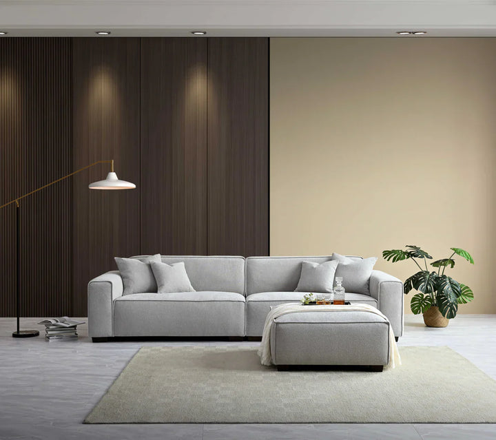 The Dakota Pebble Boucle 4 Seater With Chaise Premium Sofa Pebble Boucle Fabric