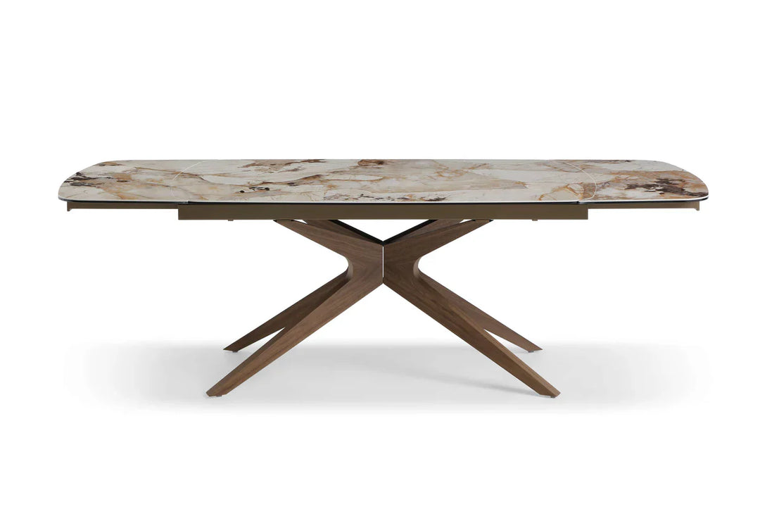 Serene 160-240cm Italian Walnut & Pandora Vendome Ceramic Marble Side Extending Dining Table