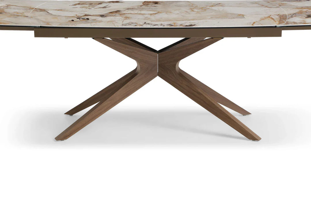 Serene 160-240cm Italian Walnut & Pandora Vendome Ceramic Marble Side Extending Dining Table