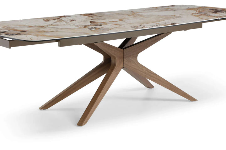 Serene 160-240cm Italian Walnut & Pandora Vendome Ceramic Marble Side Extending Dining Table