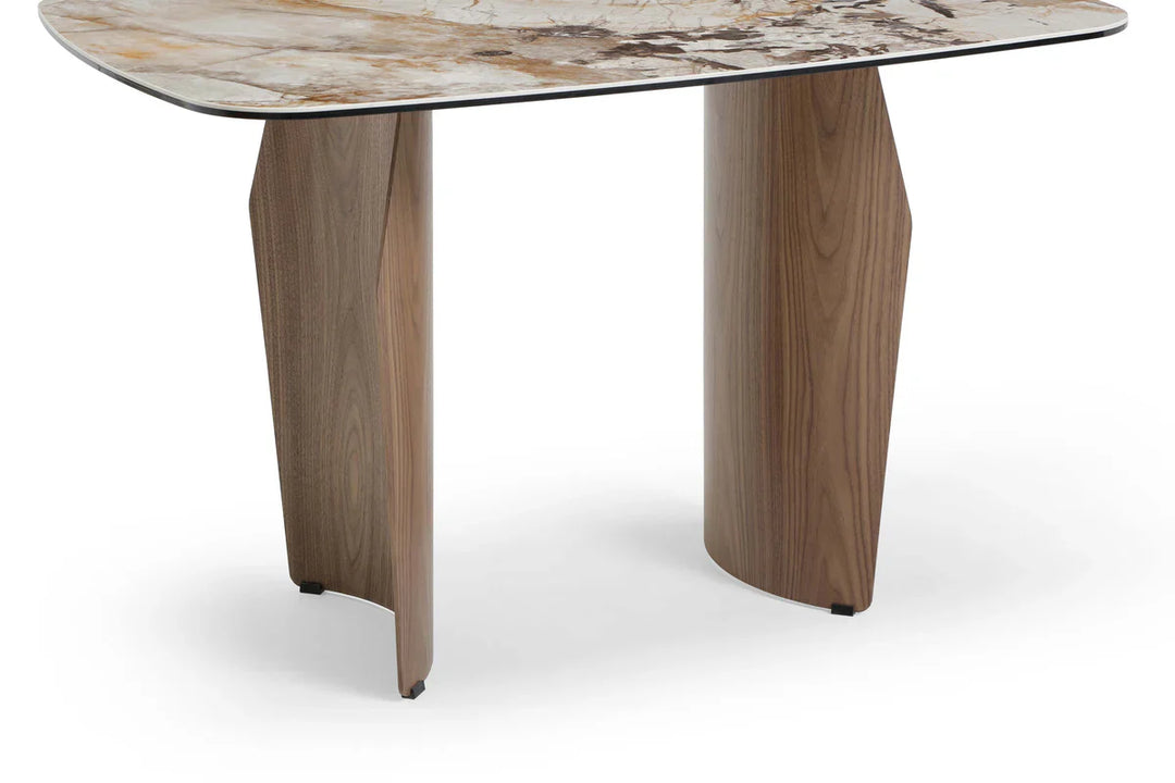 Sienna 120cm Italian Walnut & Pandora Vendome Ceramic Marble Dining Table