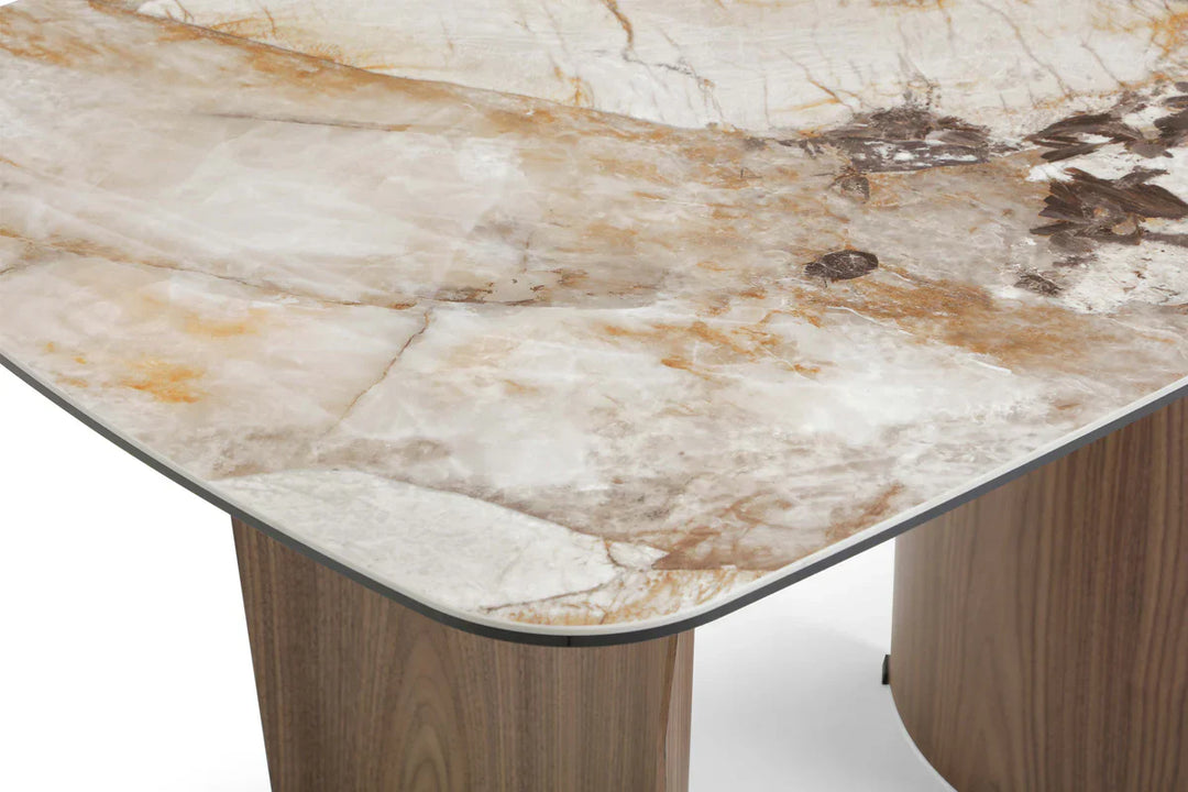 Sienna 120cm Italian Walnut & Pandora Vendome Ceramic Marble Dining Table