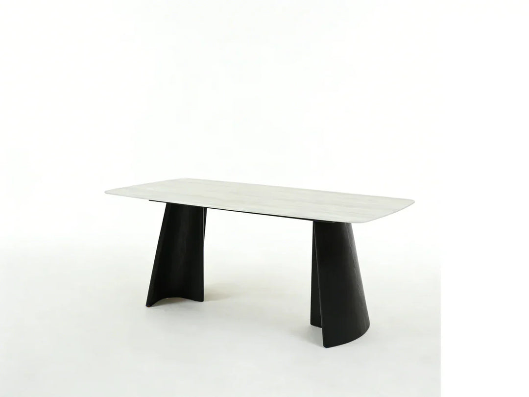 Silvia 180cm Black & Grey Ceramic Marble Dining Table