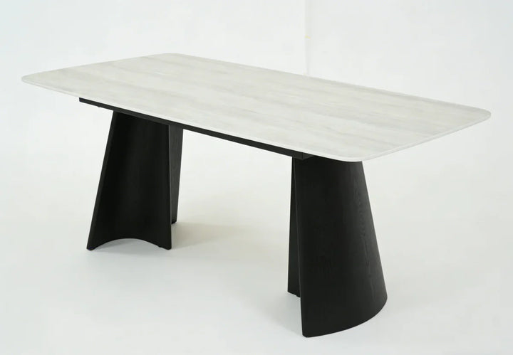 Silvia 180cm Black & Grey Ceramic Marble Dining Table