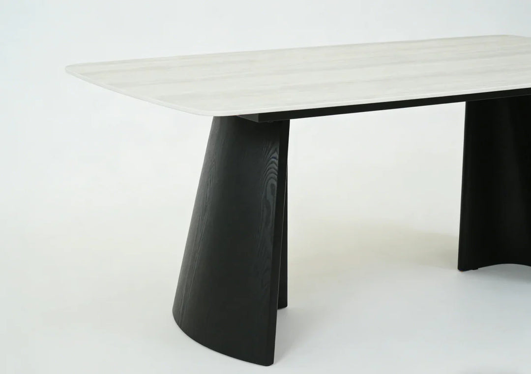 Silvia 180cm Black & Grey Ceramic Marble Dining Table