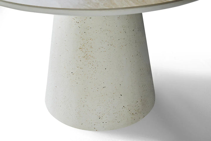 Stratos 120cm Round Ivory & Travertine Ceramic Marble Dining Table