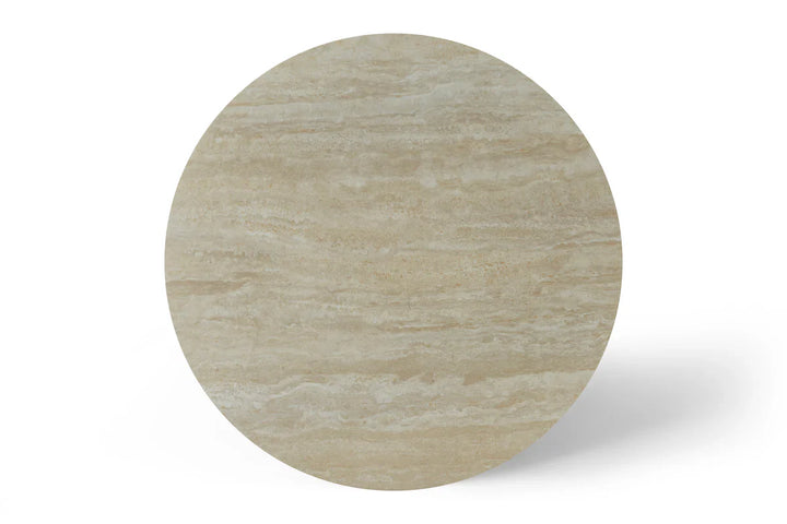 Stratos 120cm Round Ivory & Travertine Ceramic Marble Dining Table
