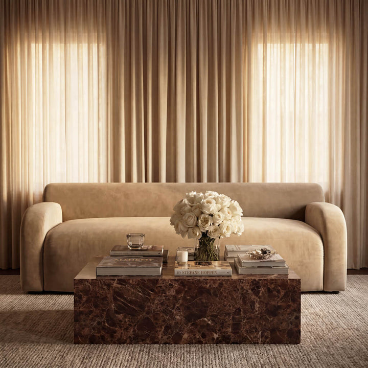 Rosso Brown Emperador Marble Coffee Table