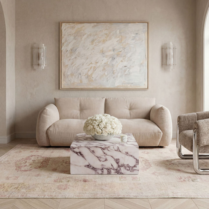 Rosso Calacatta Viola Marble Square Coffee Table