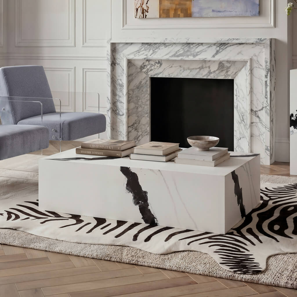Rosso Panda Marble Coffee Table