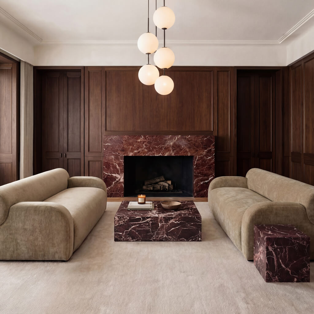 Rosso Levanto Marble Coffee Table