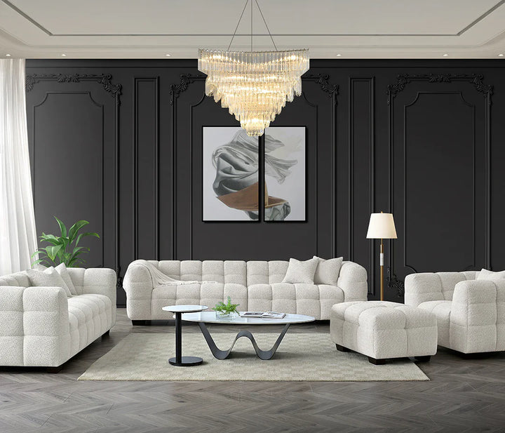 The Bubble Tribeca Ivory White Boucle 3 Seater Premium Sofa Boucle Fabric