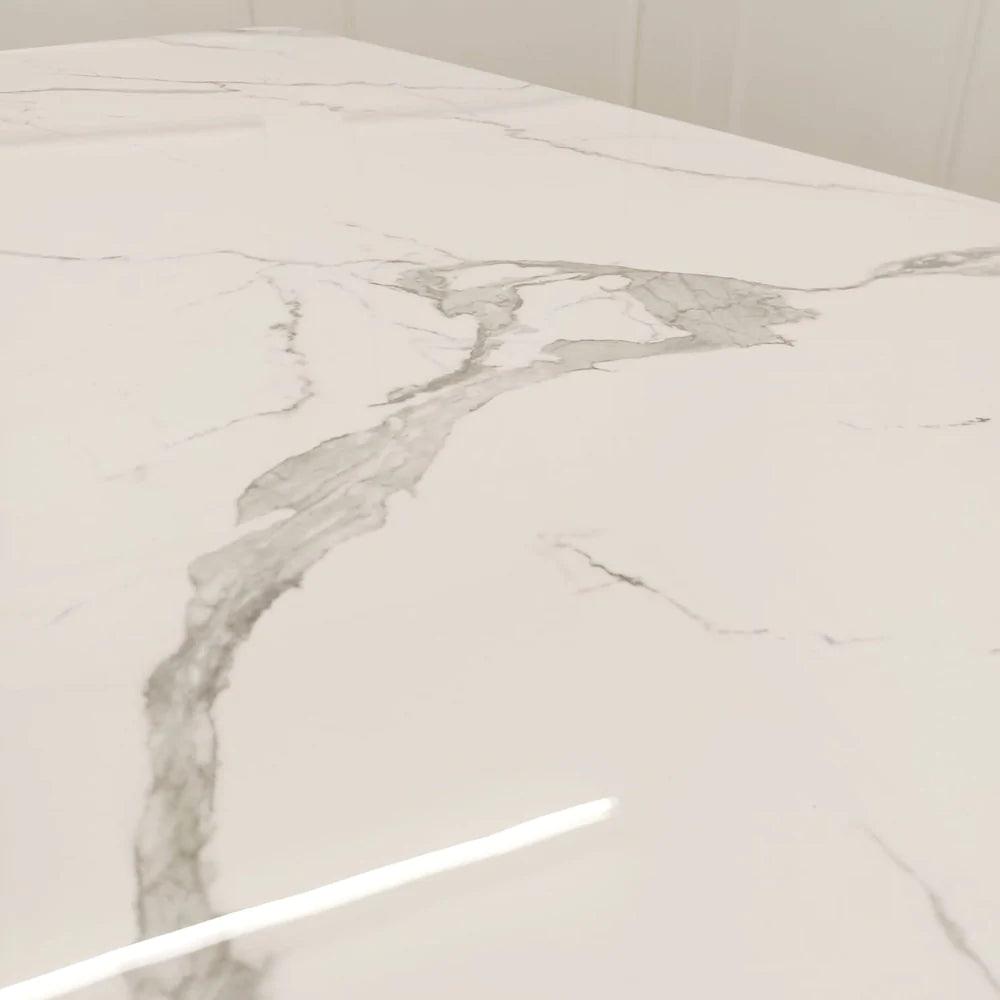 Valeo 1.8 Dining Table with Polar White Sintered Stone Top And Gold Base-Esme Furnishings