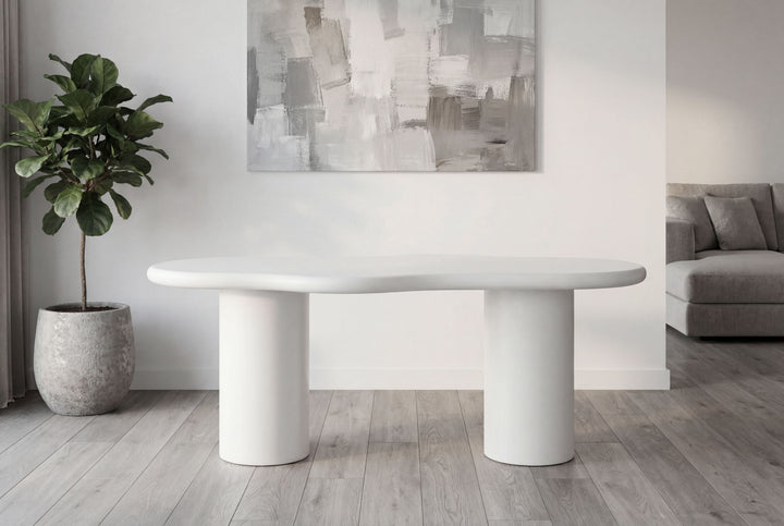 Valillian 200cm White Micro Cement Dining Table